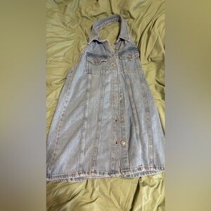 Zara Women's Blue Denim Halter Overall